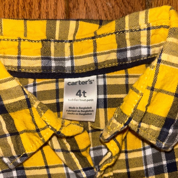 Yellow Plaid Button-Down Flannel Shirt, Kid’s 4T - Picture 2 of 4